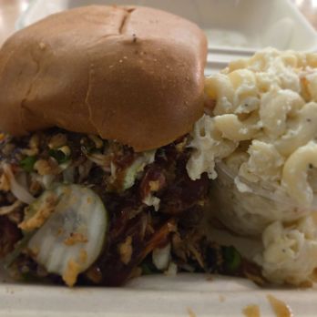 Ohana Street Bites - Hoku BBQ pork sandwich and Mac salad. - Food Stands Near Me Ohana Street Bites - Hoku BBQ pork sandwich and Mac salad. - Food Stands Near Me