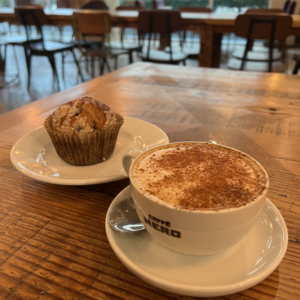 Caffe Nero - Cappuccino and blueberry muffin - Coffee & Tea Near Me - Boston, Massachusetts