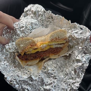 Bagel One & Deli - Chorizo, egg, and cheese on everything bagel (loved it) - Bagels Near Me - Edison, New Jersey
