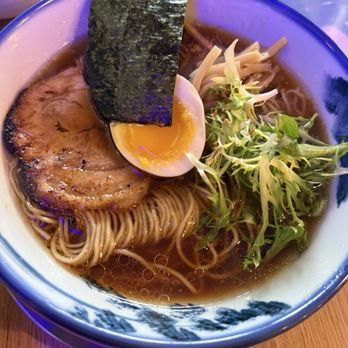 Afuri - Yuzu Shoyu (shoyu tare, chicken broth, chi-yu, menma, greens, chashu, egg, nori, yuzu, and thin noodle) for $14.80 - Ramen Near Me - Houston, Texas