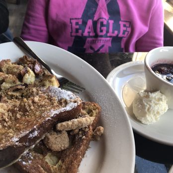 The Feve - Challah French Toast with Berry Compote and Goat Cheese frosting on the side - Bars Near Me - Oberlin, Ohio