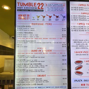 Tumble 22 - Menu - Chicken Shop Near Me - Houston, Texas