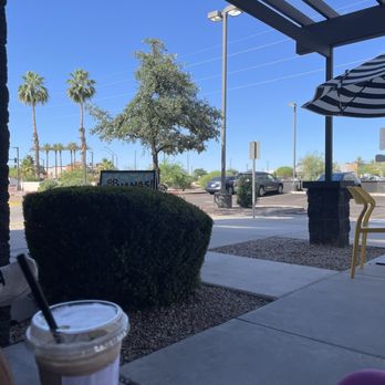 Better Buzz Coffee Gilbert - My view from the patio - Cafes Near Me - Gilbert, Arizona