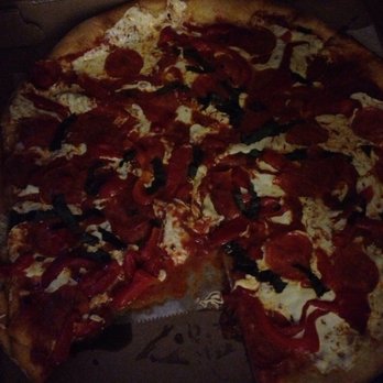 La Rosa's II Pizza - Pizza! Sorry for the dark pic, I don't have central lighting at my home. Sooooo tasty! - Pizza Near Me - Highland Park, New Jersey
