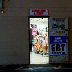 Entrance area of Chinatown Liquors at the Chinese Cultural Plaza .