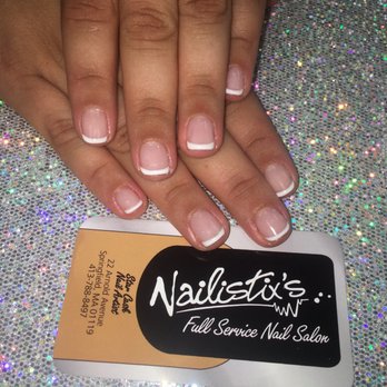 Nailistix's - French gel manicure with shimmer base - Nail Salons Near Me - Springfield, Massachusetts Nailistix's - French gel manicure with shimmer base - Nail Salons Near Me - Springfield, Massachusetts