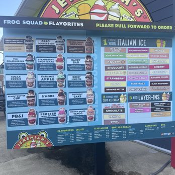 Jeremiah's Italian Ice - Menu board as of 7.8.2026 - Desserts Near Me - Niceville, Florida