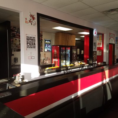 Greek's Pizzeria - order & payment area separated by half wall from dining room - Mooresville, IN Greek's Pizzeria - order & payment area separated by half wall from dining room - Mooresville, IN