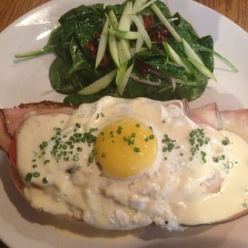 Copa Vida - Croque Madame with a side of spinach salad. - New American Near Me - Pasadena, California Copa Vida - Croque Madame with a side of spinach salad. - New American Near Me - Pasadena, California
