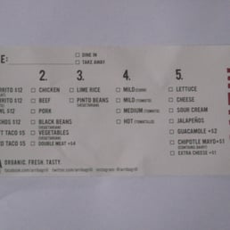 Arriba Grill - The ordering card. - Mexican Near Me - Morningside, QLD