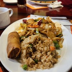 Bamboo Garden - Lunch combo, szehuan chicken, fried rice, egg roll