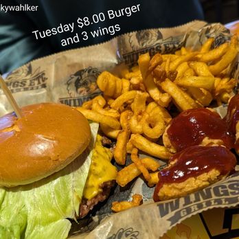 Wings Etc - Tuesday burger deal and fries - Chicken Wings Near Me - Lafayette, Indiana