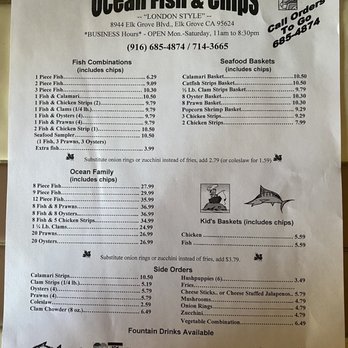 Ocean Fish & Chips - Menu as of March 2021 - Seafood Near Me - Elk Grove, California Ocean Fish & Chips - Menu as of March 2021 - Seafood Near Me - Elk Grove, California