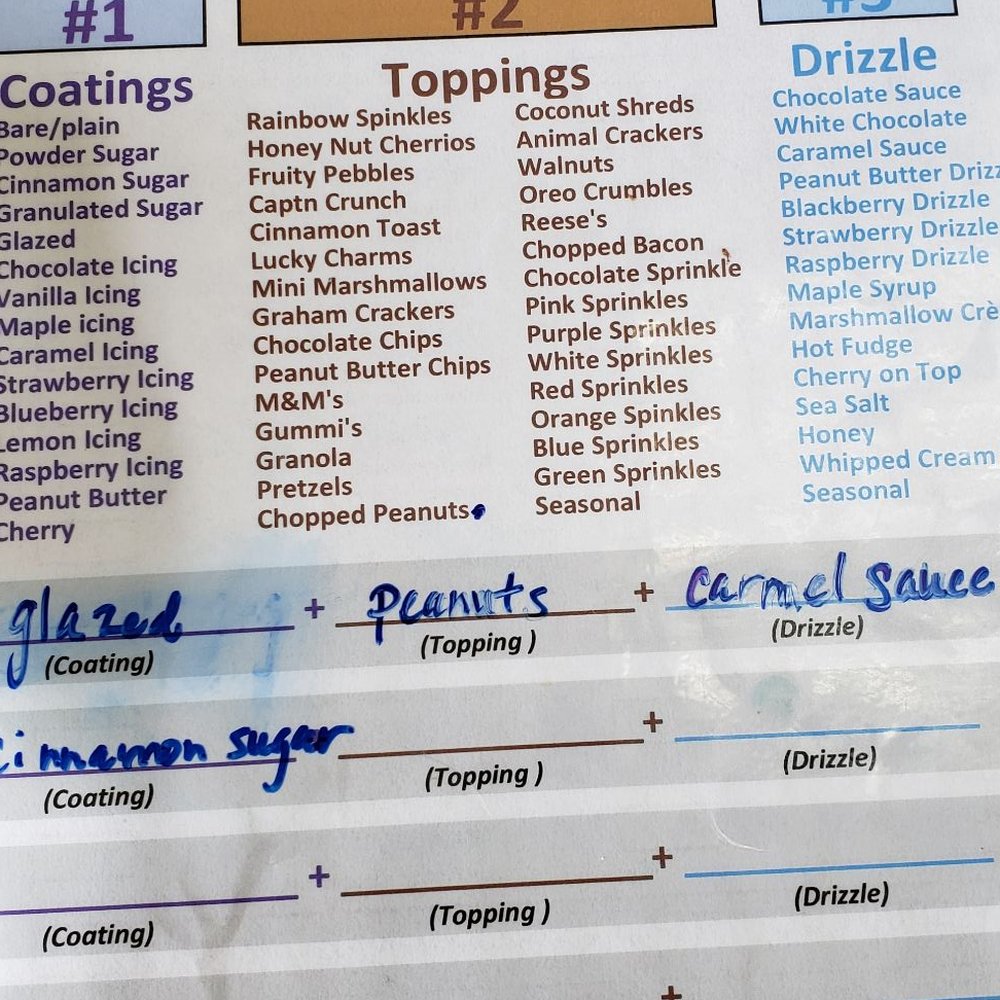 Mountain Donuts - The topping menu - Donuts Near Me - South Ogden, Utah