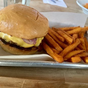 Parlay - Cheese burger with sweet potato fries - New American Near Me - Sunset Park, New York Parlay - Cheese burger with sweet potato fries - New American Near Me - Sunset Park, New York
