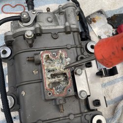 Hawaii Mobile Marine - Yamaha fuel cooler plugged up with calcium & salt. Another successful repair.