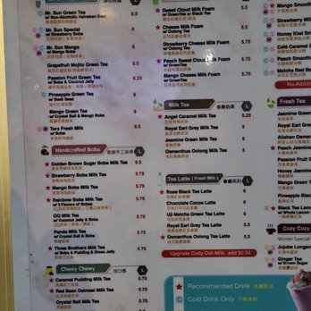 Mr Sun Tea - Menu part 1 - Bubble Tea Near Me - Sacramento, California