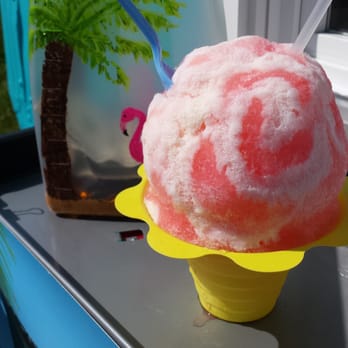 Bella Shave Ice - a pink and yellow ice cream cone - Shaved Ice Near Me Bella Shave Ice - a pink and yellow ice cream cone - Shaved Ice Near Me