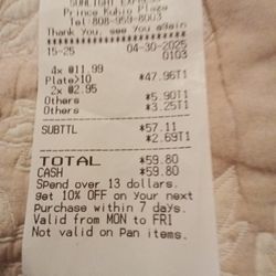Sunlight Express - This is the receipt they gave me.