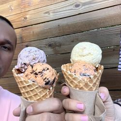 Alleyway Ice Cream - Delicious Thai iced tea cookies and cream ice cream with ube heath bar and the other with banana pudding Thai