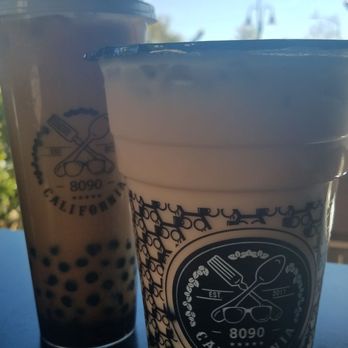 Boba Ave Express - Reg. Milk Boba and Large Rose Green Tea, mMmmm! - Bubble Tea Near Me - Arcadia, California
