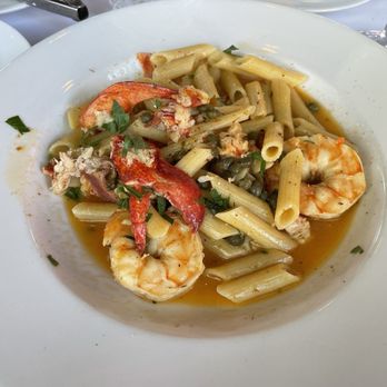 Ascione Bistro - Pasta of the day with lobster and prawns in a lemon caper sauce (gluten free pasta version). Delicious!! - Italian Near Me - Chicago, Illinois
