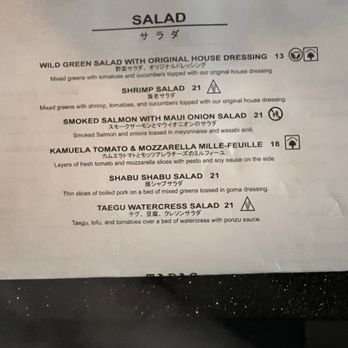 Chez Kenzo Bar & Grill - Regular Menu for salads - Japanese Near Me - Honolulu, Hawaii
