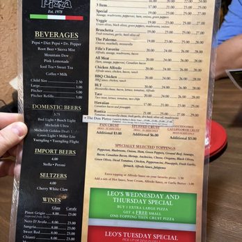 Leo's Pizza - Back side menu. - Pizzas - Pizza Near Me - Jacksonville, Illinois Leo's Pizza - Back side menu. - Pizzas - Pizza Near Me - Jacksonville, Illinois