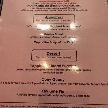 Big Fin Seafood - Magical dining menu - Seafood Near Me - Orlando, Florida