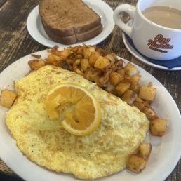 Premium Crab, Shrimp, Jack Cheese & Clams Omelette and White Chocolate Mocha