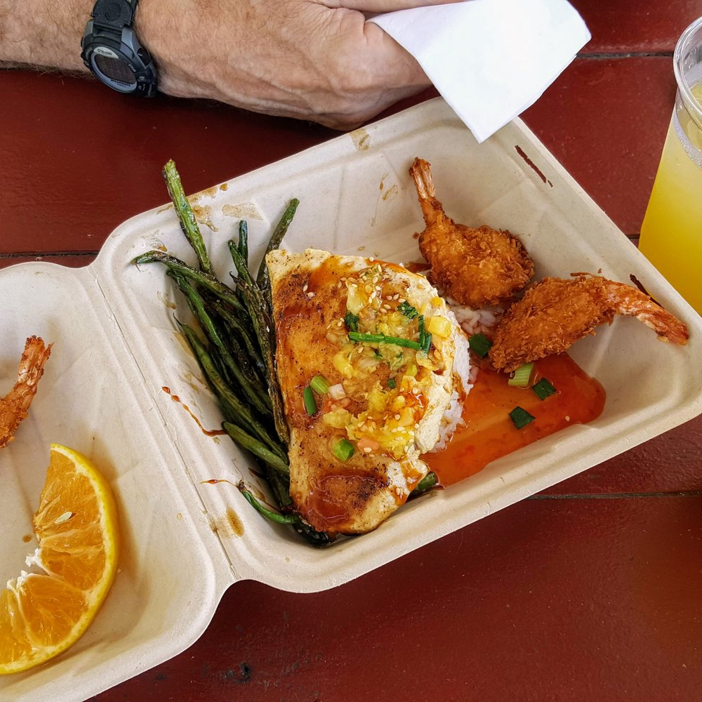 Da Fish Shack - Seafood mixed plate: ono and coconut shrimp. - Food Trucks Near Me - Hana, Hawaii Da Fish Shack - Seafood mixed plate: ono and coconut shrimp. - Food Trucks Near Me - Hana, Hawaii