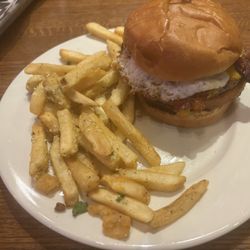 Rock Bottom Restaurant & Brewery - Keg burger and garlic parm fries