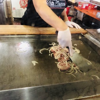 White Manna - Cheeseburgers with onions in the making - Burgers Near Me - Hackensack, New Jersey