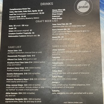 Yakitori Jinbei - Drink Menu as of 5/11/21 - Sushi Bars Near Me - Smyrna, Georgia Yakitori Jinbei - Drink Menu as of 5/11/21 - Sushi Bars Near Me - Smyrna, Georgia