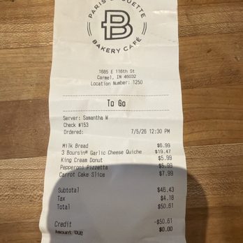 Paris Baguette - My receipt (which I had to ask for) - Patisserie/Cake Shop Near Me - Carmel, Indiana Paris Baguette - My receipt (which I had to ask for) - Patisserie/Cake Shop Near Me - Carmel, Indiana