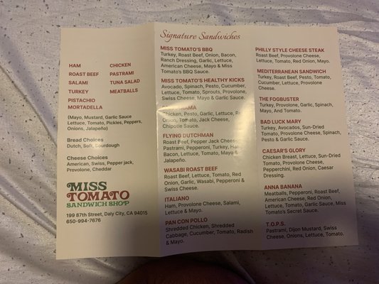 Menu photo 8 Miss Tomato Daly City, CA
