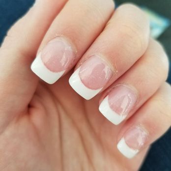 Bella Nails - Uneven French tips and air bubbles underneath - Nail Salons Near Me - Belmont, California Bella Nails - Uneven French tips and air bubbles underneath - Nail Salons Near Me - Belmont, California