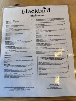 Menu photo 3 Blackbird Shoreline, WA