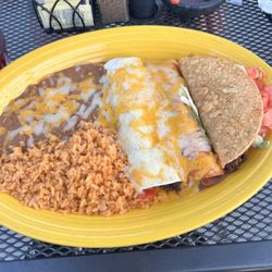Pancho & Lefty's - Armadillo plate: hard taco, chicken enchilada, beef burrito. All excellent!