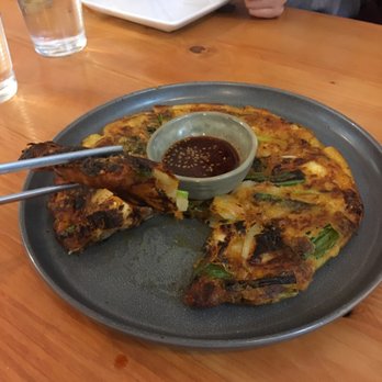 Bapsang - Kimchee pajeon - very nicely crisped - Korean Near Me - North Kingstown, Rhode Island