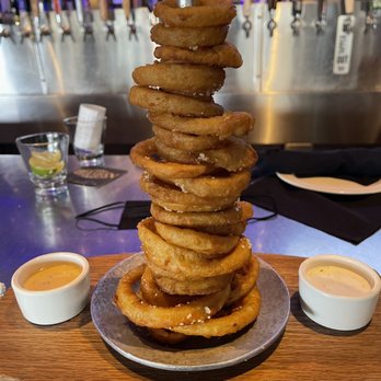 Yard House - Onion ring tower definitely shareable - Bars Near Me - Long Beach, California