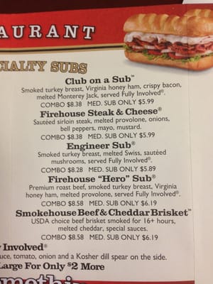 Menu photo 2 Firehouse Subs Phoenix, AZ
