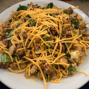 Betsy's Restaurant - This is what eggs, chorizo, onions, spinach, potatoes, mushrooms and cheese looks like. They call it the Chorizo Pile. - Diners Near Me - Morgan Hill, California Betsy's Restaurant - This is what eggs, chorizo, onions, spinach, potatoes, mushrooms and cheese looks like. They call it the Chorizo Pile. - Diners Near Me - Morgan Hill, California