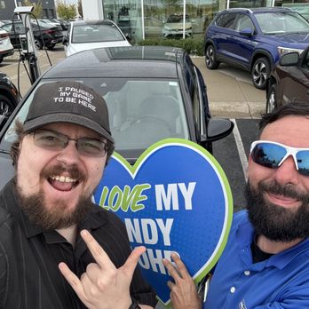 Andy Mohr Volkswagen - Me (left) and the amazingly helpful and dedicated Shawn Hatcher (right) celebrating me getting my new Jetta. Great guy! - Car Dealers Near Me - Avon, Indiana Andy Mohr Volkswagen - Me (left) and the amazingly helpful and dedicated Shawn Hatcher (right) celebrating me getting my new Jetta. Great guy! - Car Dealers Near Me - Avon, Indiana