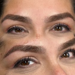 B. Beauté Studio - Ombre powder brow on Latina woman in her late 40's with dark brown/ black hair. Near north dallas