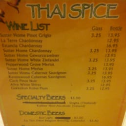 Wine/beer list