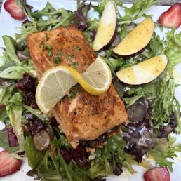 Cranberry apple salad with salmon.