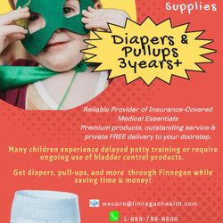Incontinence diapers starting at 3 years with a medical diagnosis!