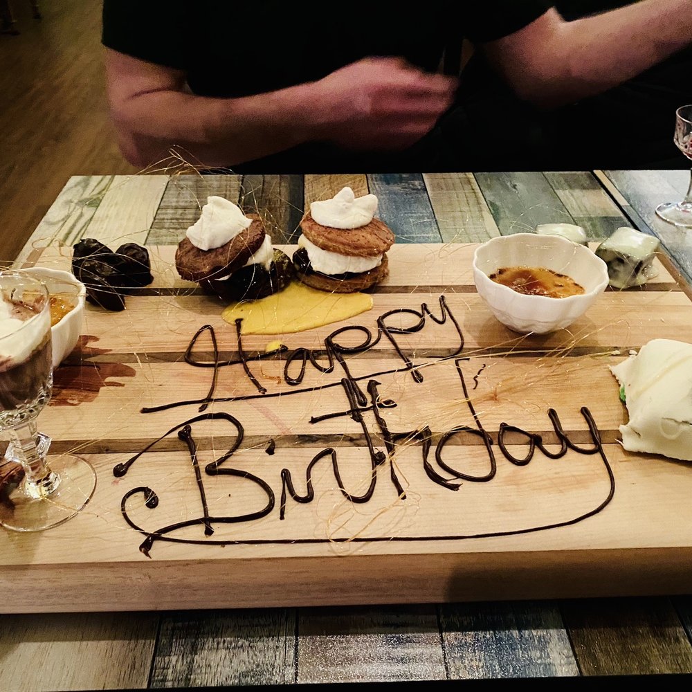 Le Jardin - a happy birthday message on a cutting board - French Near Me - Surrey, British Columbia Le Jardin - a happy birthday message on a cutting board - French Near Me - Surrey, British Columbia