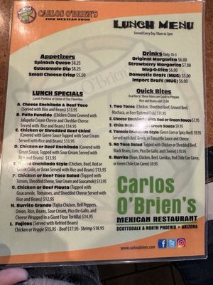 Menu photo 1 Carlos O'Brien's Mexican Restaurant Phoenix, AZ